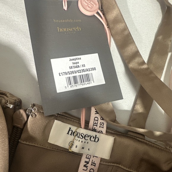 NEW $269 House Of Cb [ XS ] JOSEPHINE Taupe Pleated Corset Midi Dress T2013 - Picture 6 of 15